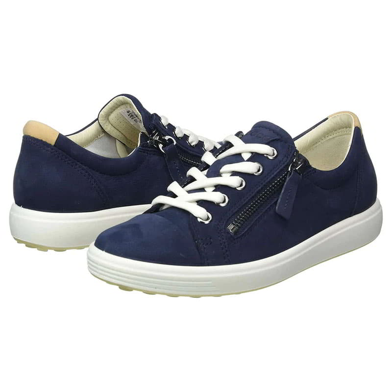 Ecco Womens Soft 7 Leather Trainers - Night Sky