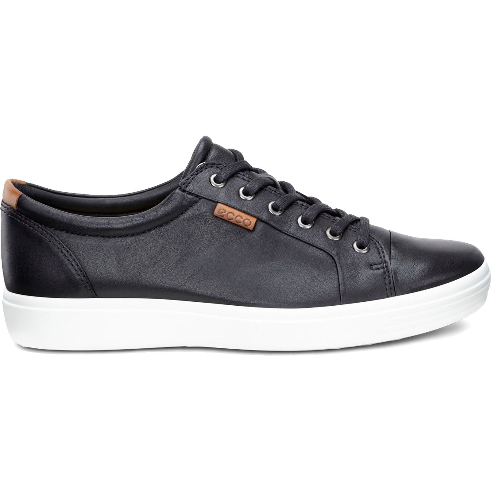 Ecco Shoes Mens Soft 7 Leather Trainers - Black 2951