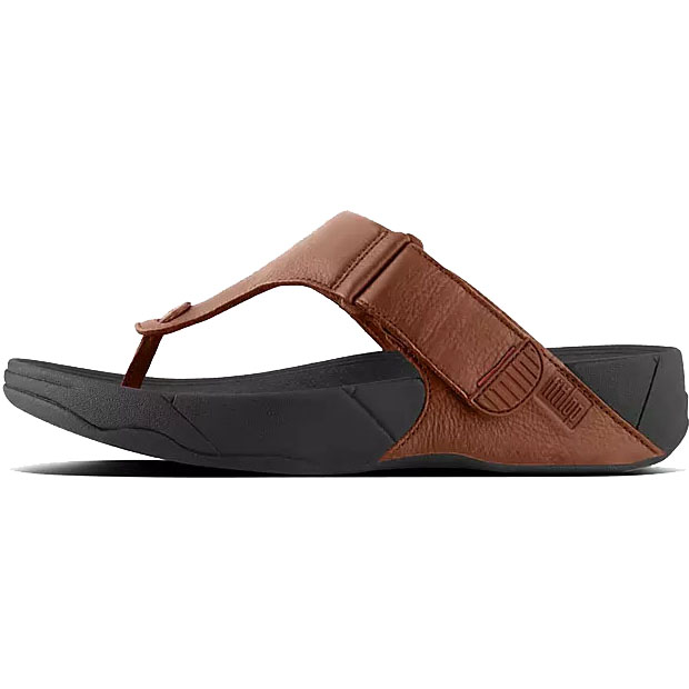 FitFlop Mens Trakk II Leather Toe Post Sandals - Dark Tan (277) 2951