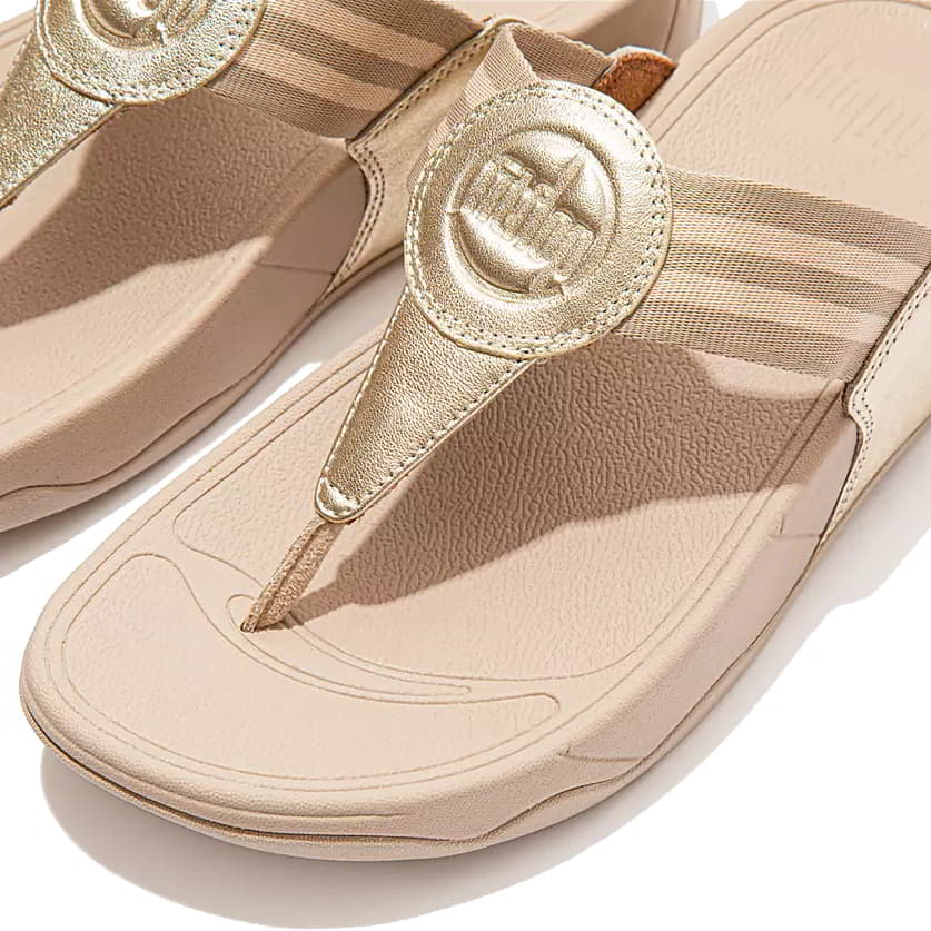 FitFlop Womens Walkstar Wide Fit Toe Post Sandals - Platino Gold 2951