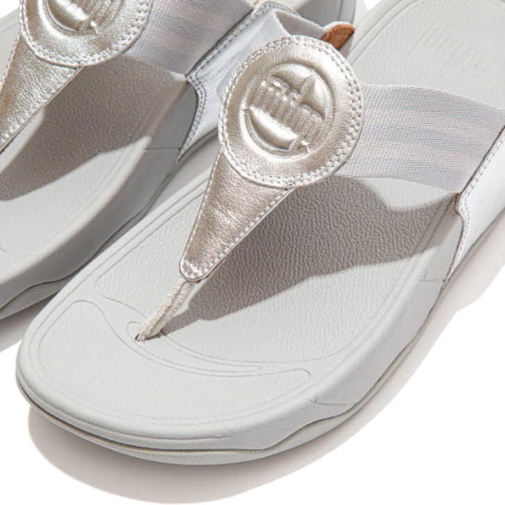 FitFlop Womens Walkstar Wide Fit Toe Post Sandals - Silver 2951
