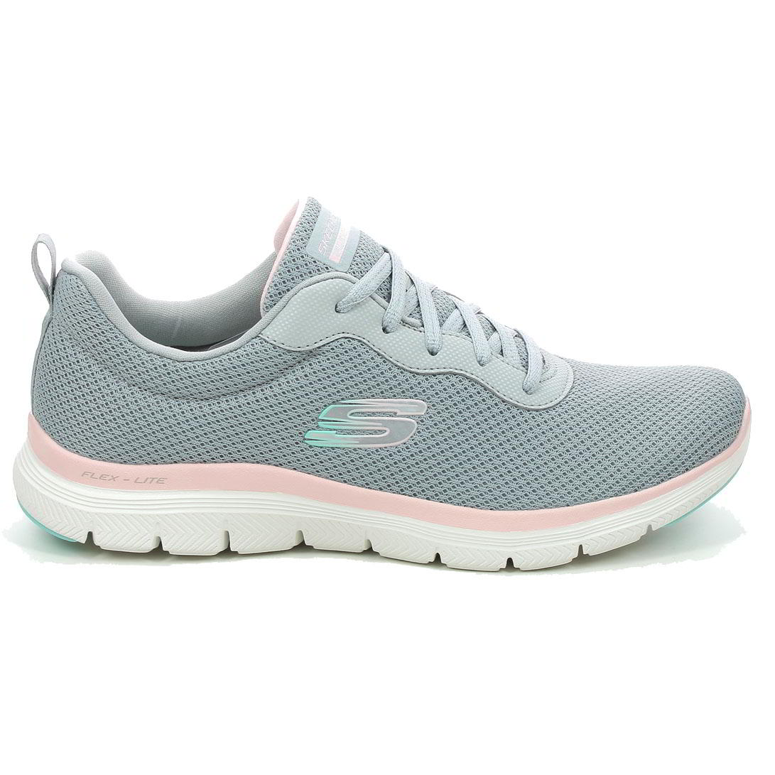 skechers womens flex appeal 4.0 brilliant view trainers - grey light pink
