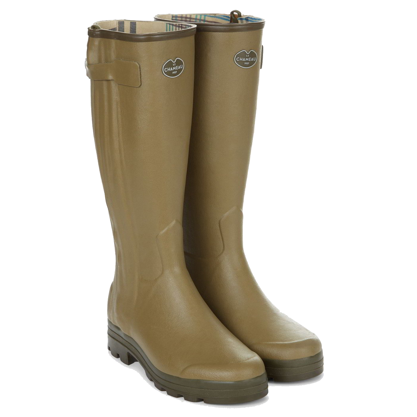 Le Chameau Mens Wellies Chasseur Jersey Zip Rain Boots - Vert Vierzon 2951