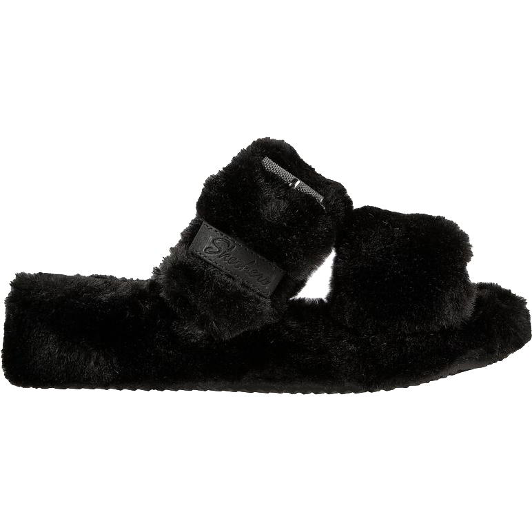 skechers womens cozy wedge vegan faux fur slide slippers - uk 4