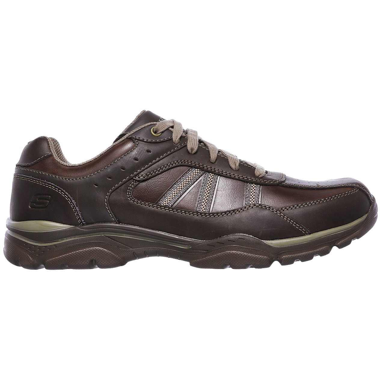 Skechers Mens Rovato Texon Extra Wide Fit Leather Lace Up Shoes - Chocolate 2951