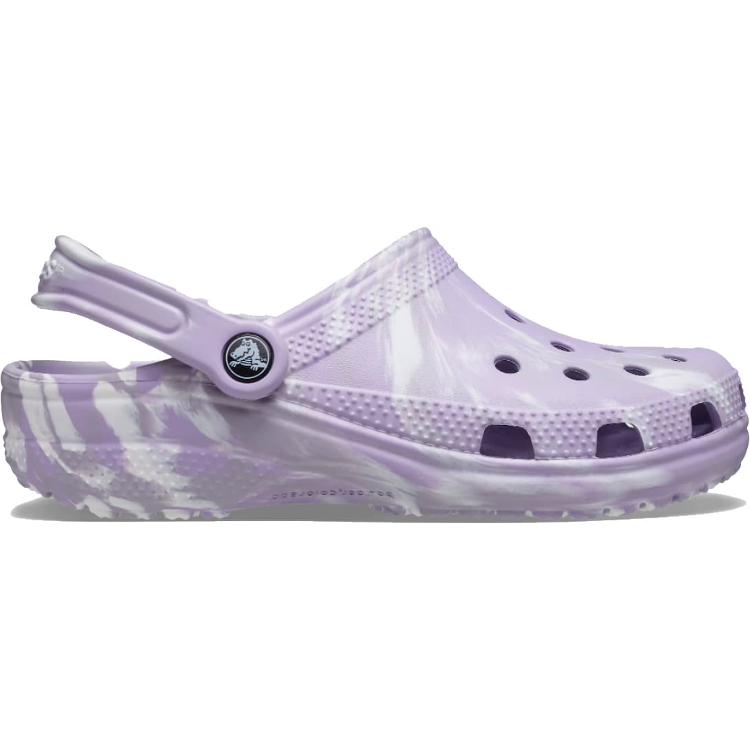 crocs womens classic clog marble sandals - lavender multi