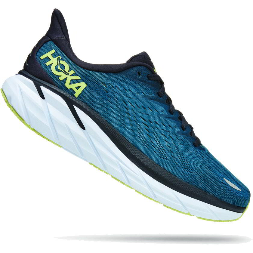 Hoka One Mens Clifton 8 Wide Fit Road Running Shoes - Blue Coral Butterfly 2951